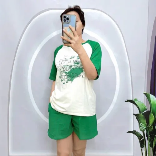 Đồ bộ quần đùi áo tay ngắn in hình loang
