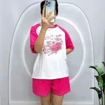 Đồ bộ quần đùi áo tay ngắn in hình loang