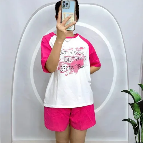 Đồ bộ quần đùi áo tay ngắn in hình loang