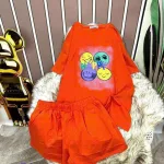 Đồ bộ quần đùi áo tay ngắn in hình mặt cười