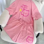 Đồ bộ quần đùi áo tay ngắn in hình mèo form rộng