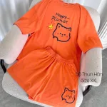 Đồ bộ quần đùi áo tay ngắn in hình mèo form rộng