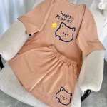 Đồ bộ quần đùi áo tay ngắn in hình mèo form rộng