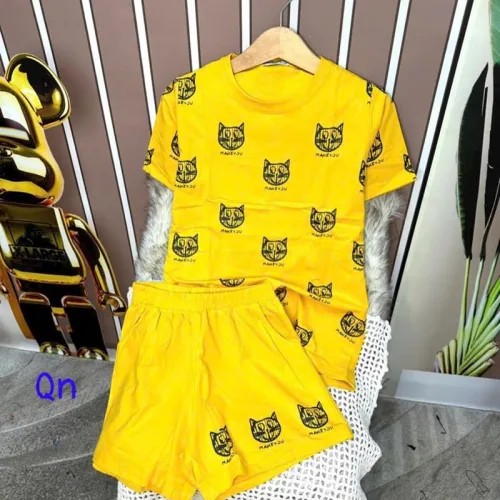 Đồ bộ quần đùi áo tay ngắn in hình mèo nhỏ