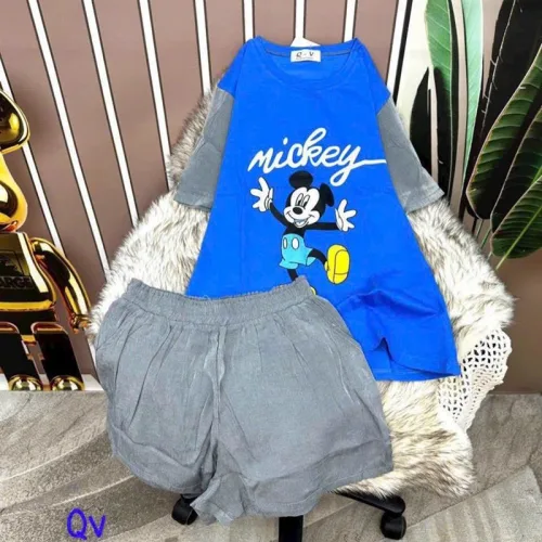 Đồ bộ quần đùi áo tay ngắn in hình mickey