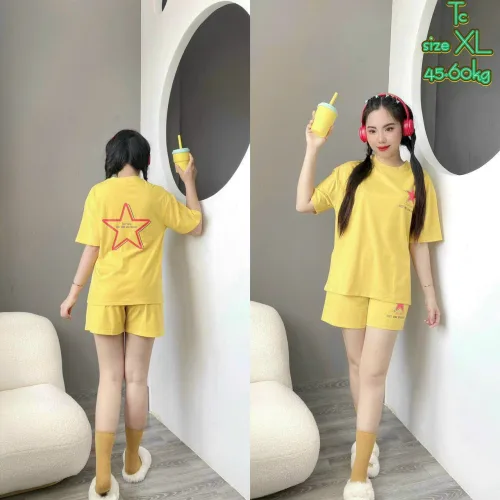 Đồ bộ quần đùi áo tay ngắn in hình sao form rộng