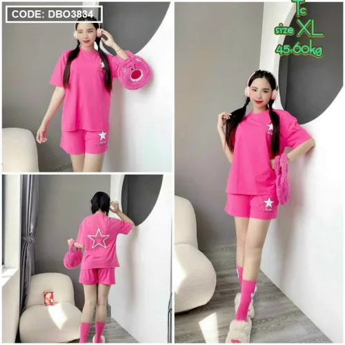 Đồ bộ quần đùi áo tay ngắn in hình sao form rộng