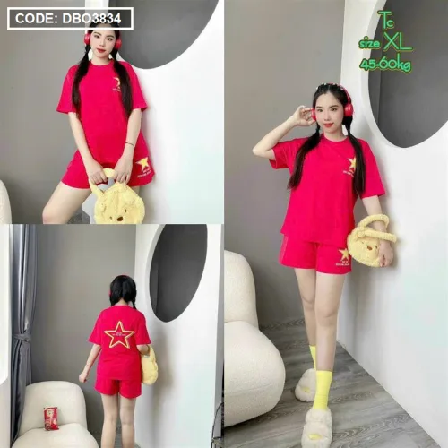 Đồ bộ quần đùi áo tay ngắn in hình sao form rộng