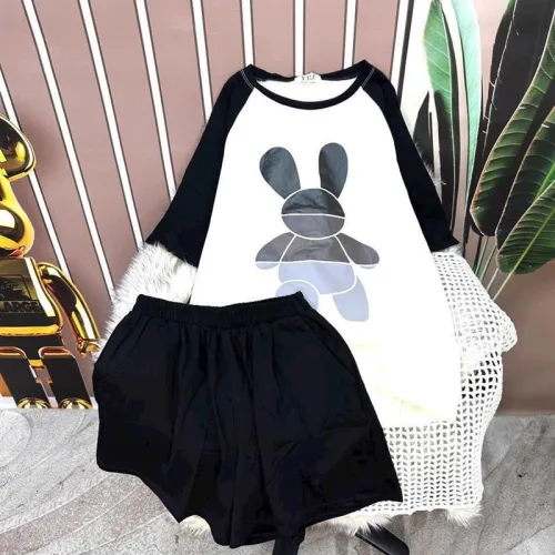 Đồ bộ quần đùi áo tay ngắn in hình thỏ