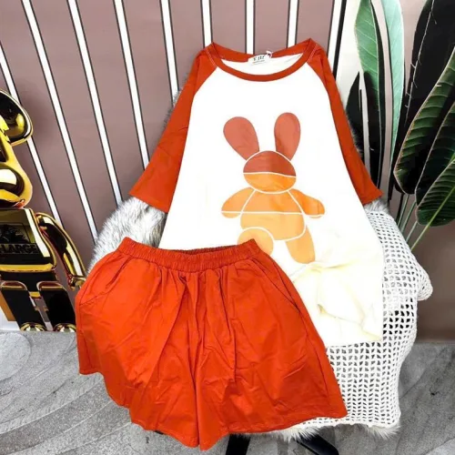 Đồ bộ quần đùi áo tay ngắn in hình thỏ