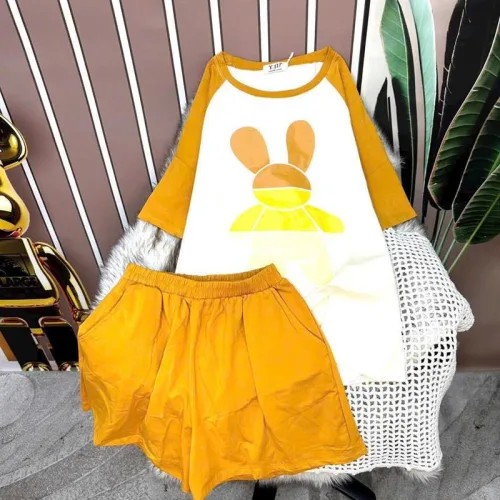 Đồ bộ quần đùi áo tay ngắn in hình thỏ