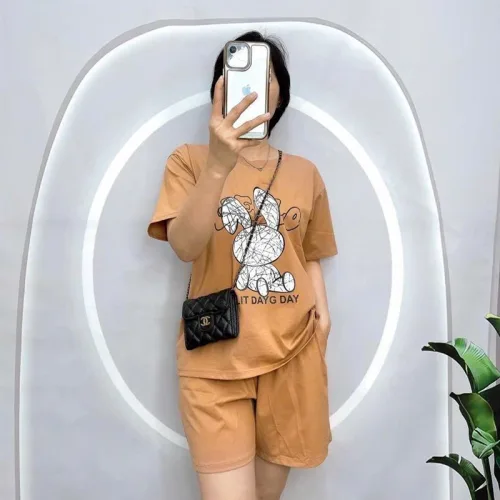 Đồ bộ quần đùi áo tay ngắn in hình thỏ