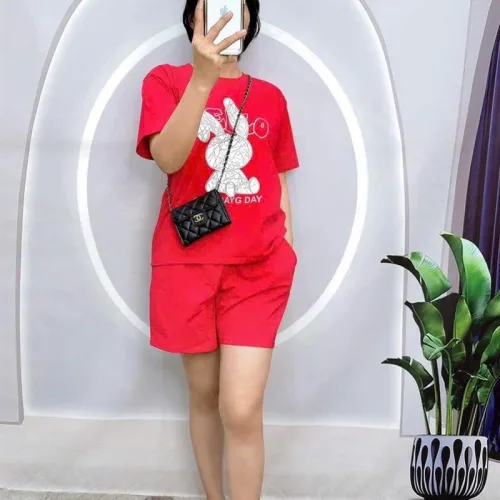 Đồ bộ quần đùi áo tay ngắn in hình thỏ
