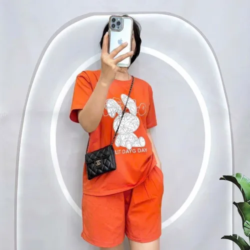 Đồ bộ quần đùi áo tay ngắn in hình thỏ