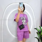 Đồ bộ quần đùi áo tay ngắn in hình thỏ