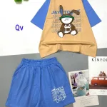 Đồ bộ quần đùi áo tay ngắn in hình thỏ mặt chữ jay