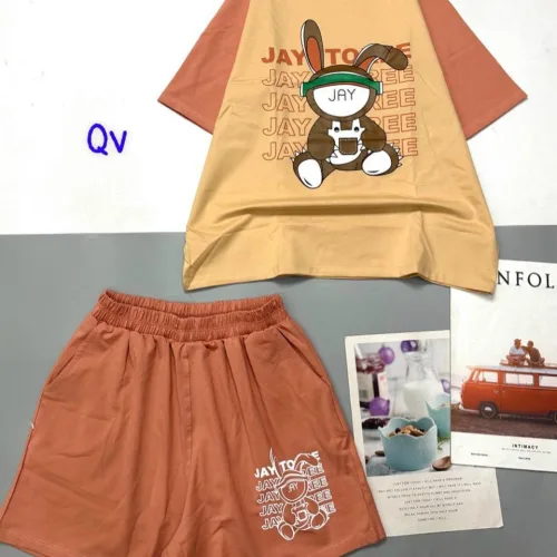 đồ bộ quần đùi áo tay ngắn in hình thỏ tai dài