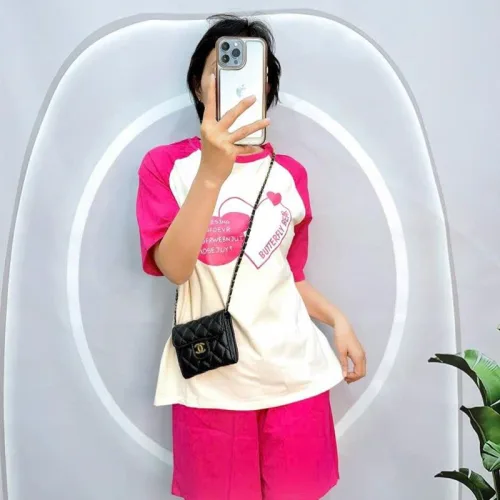 Đồ bộ quần đùi áo tay ngắn in hình trái tim
