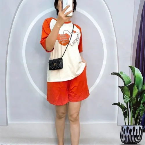 Đồ bộ quần đùi áo tay ngắn in hình trái tim
