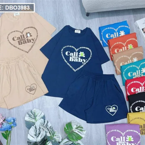 Đồ bộ quần đùi áo tay ngắn in hình trái tim