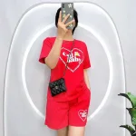 Đồ bộ quần đùi áo tay ngắn in hình trái tim