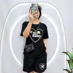 Đồ bộ quần đùi áo tay ngắn in hình trái tim