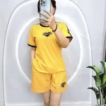 Đồ bộ quần đùi áo tay ngắn in hình trái tim đen