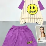 đồ bộ quần đùi áo tay ngắn in mặt  cười chữ drew