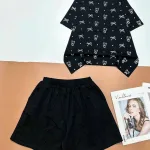 đồ bộ quần đùi áo tay ngắn in nhiều nơ và chữ