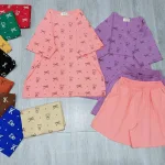 đồ bộ quần đùi áo tay ngắn in nhiều nơ và chữ