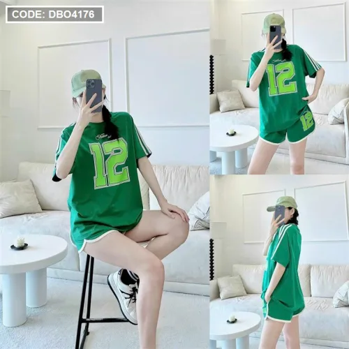 Đồ bộ quần đùi áo tay ngắn in số 12