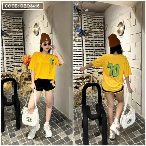 Đồ bộ quần đùi áo tay ngắn in số