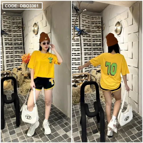 Đồ bộ quần đùi áo tay ngắn in số 70