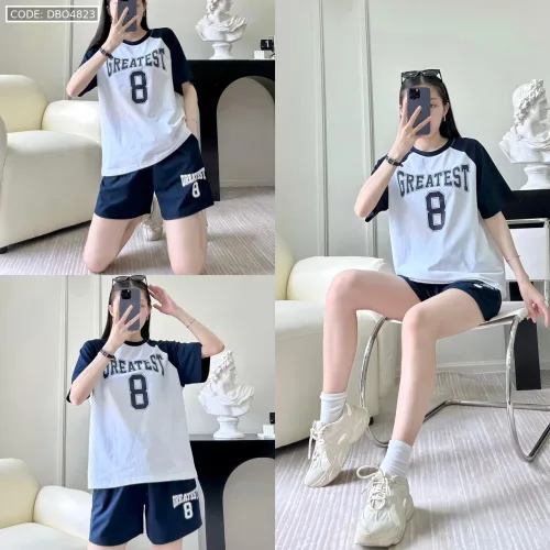 đồ bộ quần đùi áo tay ngắn in số 8