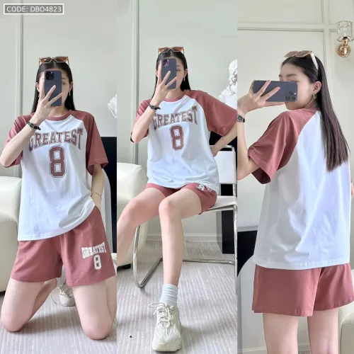 đồ bộ quần đùi áo tay ngắn in số 8