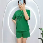 Đồ bộ quần đùi áo tay ngắn in trái tim chữ