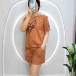 Đồ bộ quần đùi áo tay ngắn in trái tim chữ