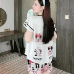 Đồ bộ quần đùi áo tay ngắn kiểu hoạ tiết