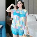 Đồ bộ quần đùi áo tay ngắn kiểu hoạ tiết