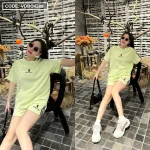 Đồ bộ quần đùi áo tay ngắn phối 2 sọc viền in chữ s