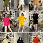 Đồ bộ quần đùi áo tay ngắn phối 2 sọc viền in chữ s