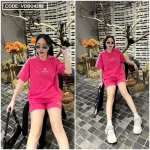 Đồ bộ quần đùi áo tay ngắn phối 2 sọc viền in chữ s