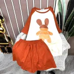 Đồ bộ quần đùi áo tay ngắn phối màu cổ tròn in hình