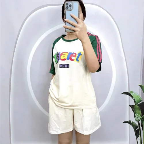 Đồ bộ quần đùi áo tay ngắn phối màu in chữ