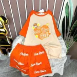 Đồ bộ quần đùi áo tay ngắn phối tay màu in hình