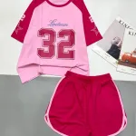 đồ bộ quần đùi áo tay ngắn quần viền in số 32