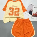 đồ bộ quần đùi áo tay ngắn quần viền in số 32