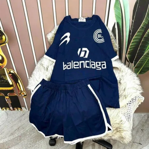 Đồ bộ quần đùi áo tay ngắn thể thao in chữ