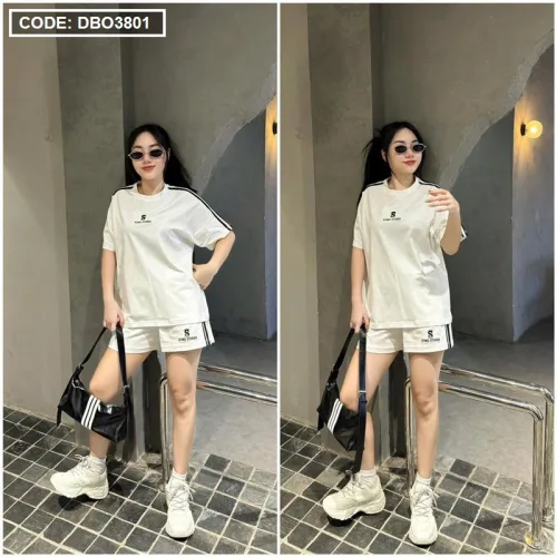 Đồ bộ quần đùi áo tay ngắn thể thao in chữ s