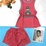 Đồ bộ quần đùi áo tay ngắn trắng in hình